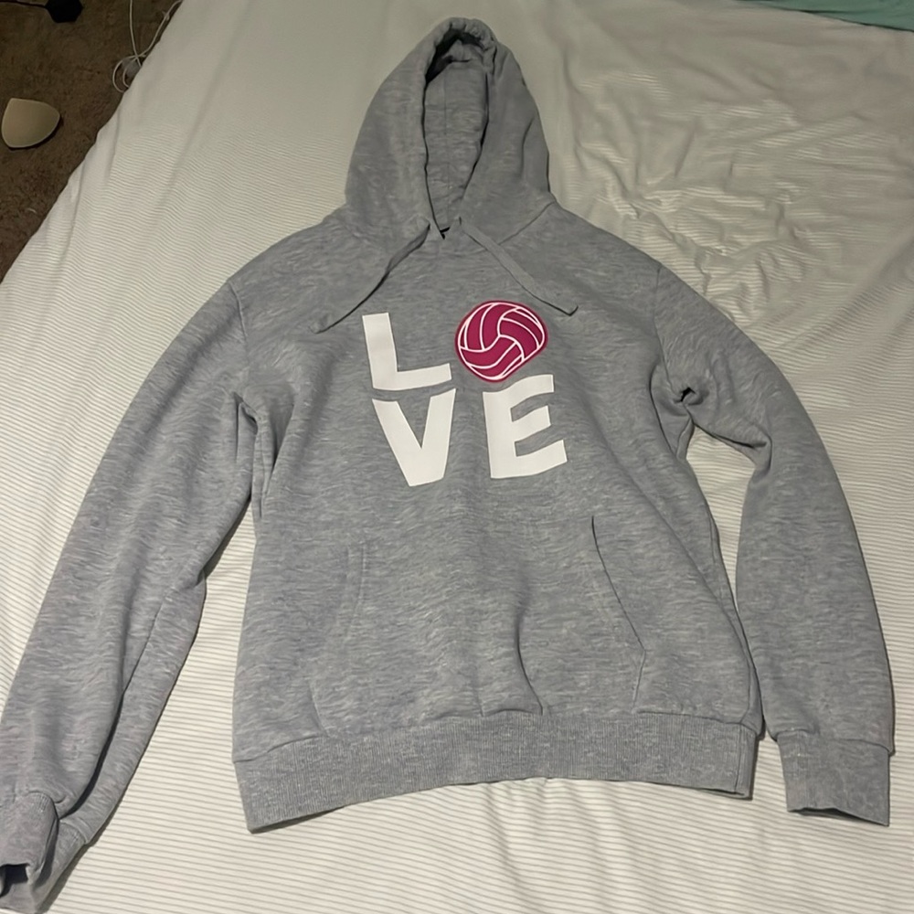 Gray and pink volleyball hoodie, brand stars, small